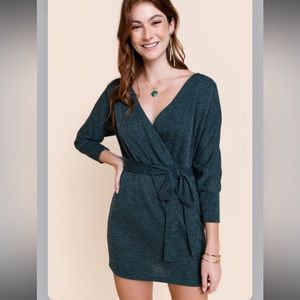 Pauletta Open Back Wrap Sweater Dress